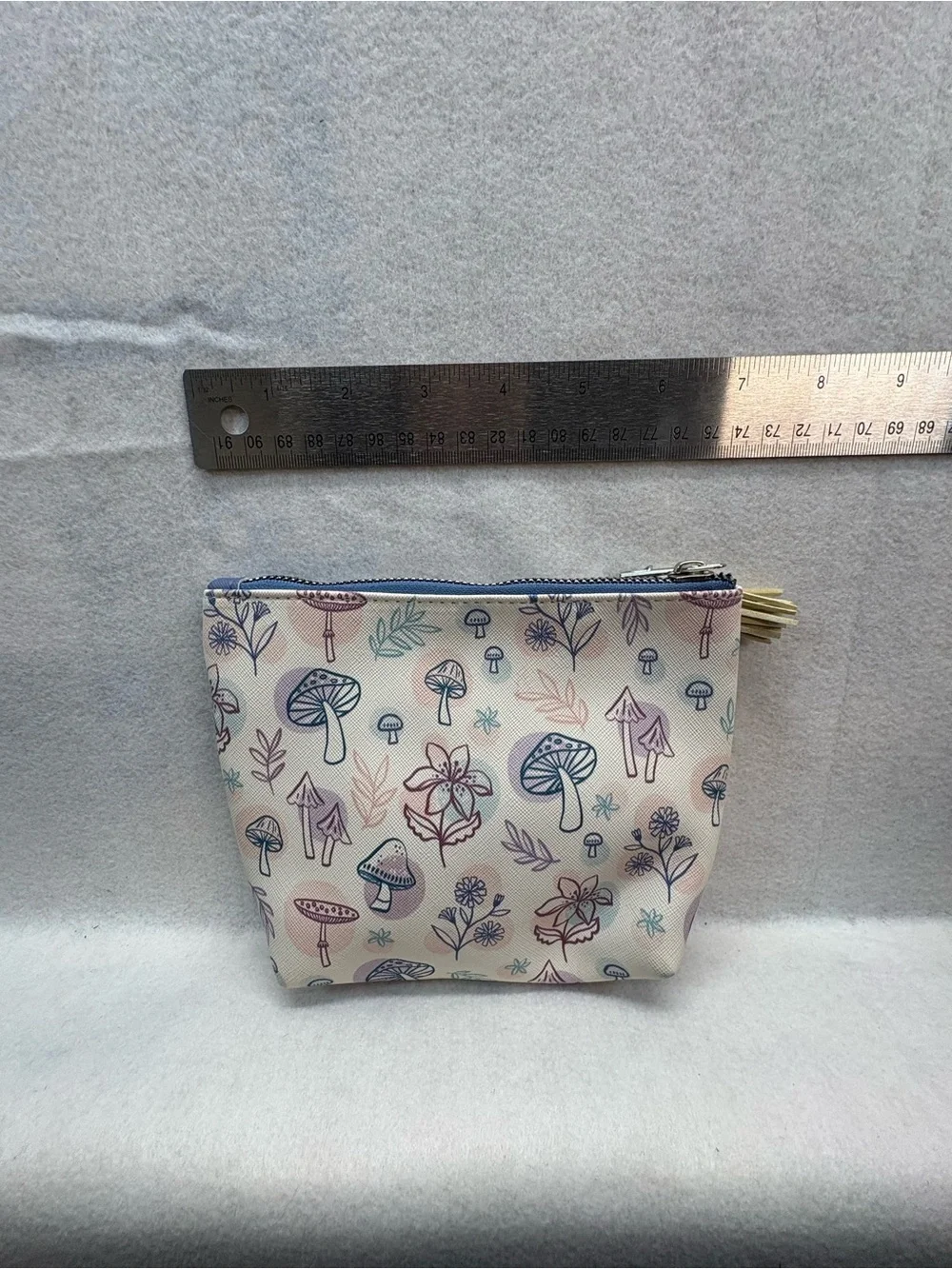 OCS Designs Mushroom Floral Zipper Cosmetic Makeup Pouch Travel Toiletry Bag